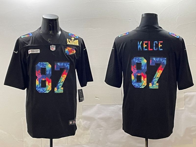 Men Kansas City Chiefs #87 Kelce Black Rainbow 2025 Nike Limited NFL Jersey style 2->kansas city chiefs->NFL Jersey